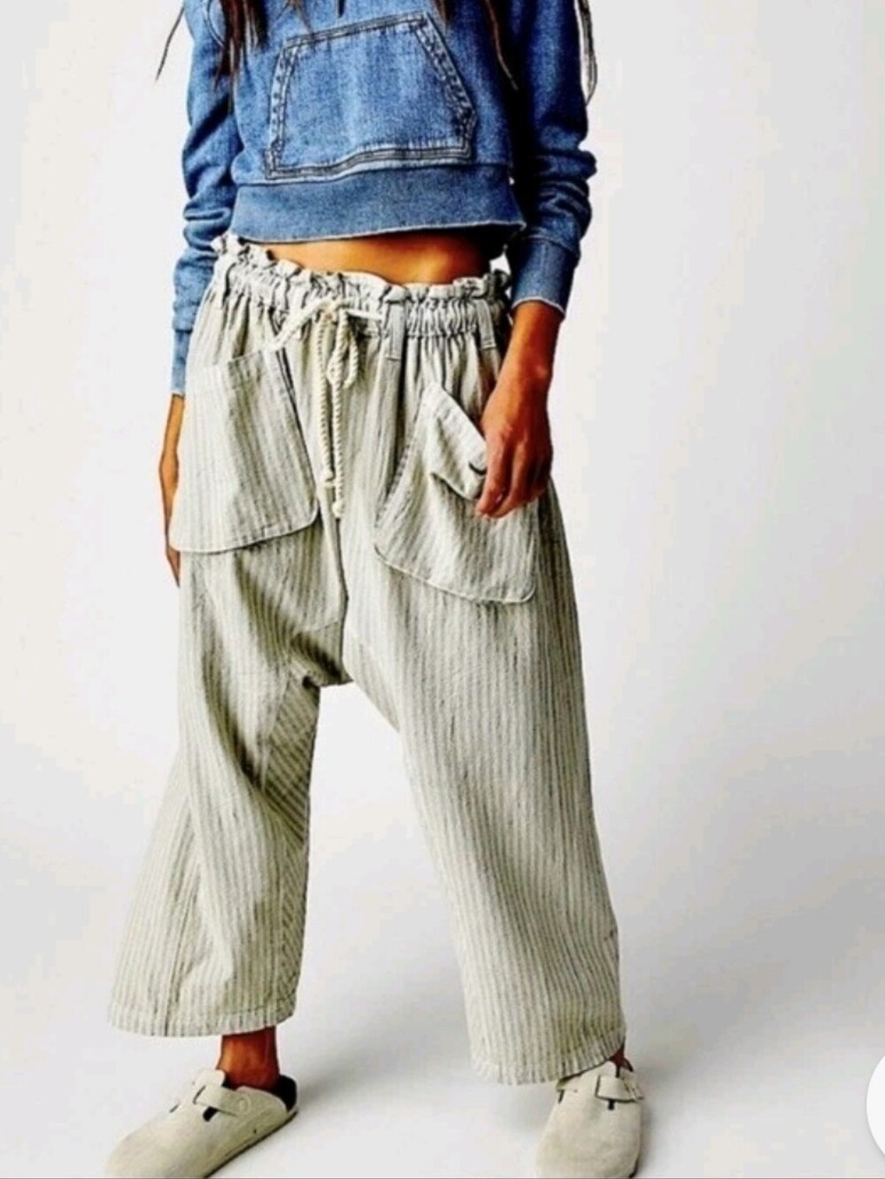 Free People Runyon Oversized Stripe Harem Pants Size XS